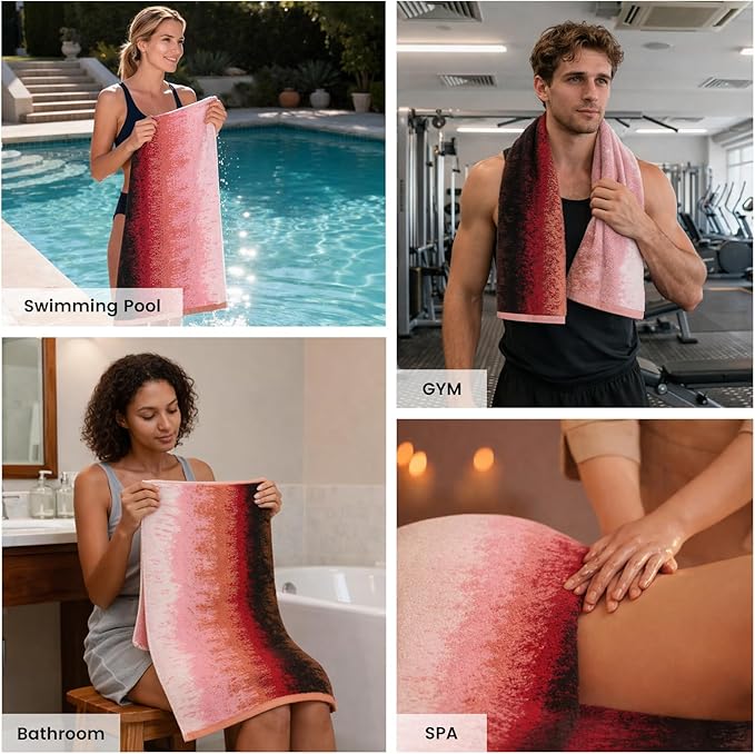 SEMAXE Bathroom Towel Set with Hanging Loop – 8-Piece Yarn Dyed Jacquard Cotton - Image 5
