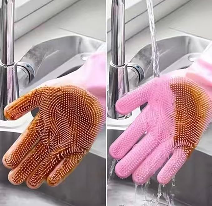 Silicone Dishwashing Gloves, Reusable Kitchen Gloves - Image 4