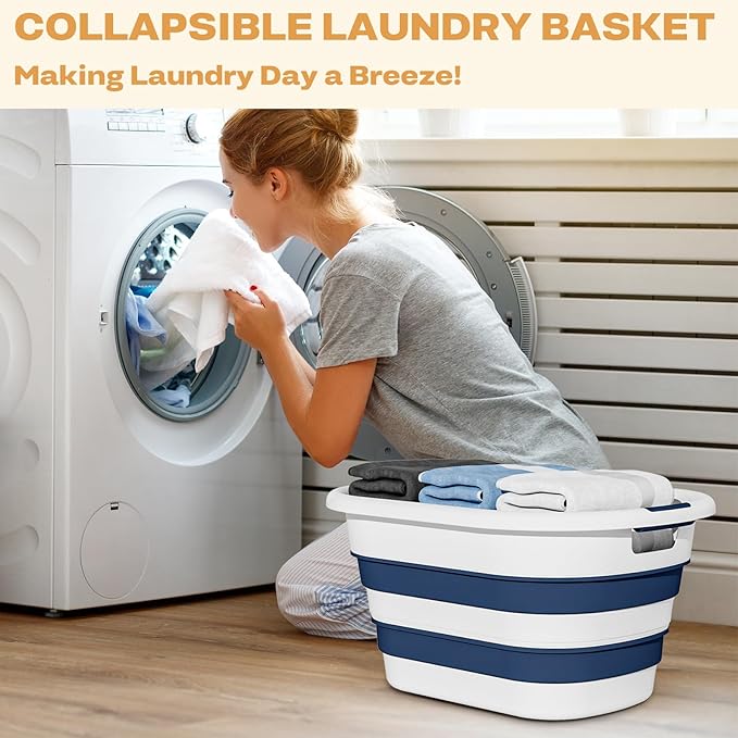43L Collapsible Laundry Basket Plastic, Pop Up Laundry hamper/Storage Container - Image 3