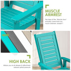 GREENVINES Outdoor Rocking Chairs | Set of 2 | Porch Rocker | HDPE Plastic | Aqua | Oversized Rockers | High Back | Big & Tall | Ladder Back | for Patio Outside Backyard Balcony Garden - Image 8