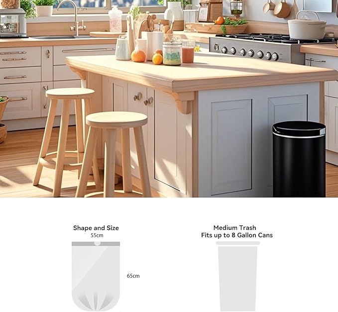 8 Gallon Trash Bags Drawstring, 8 Gal Garbage Bag, 55x65cm Size - Image 2