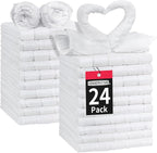 HOMERHYME White Washcloths, 24 Pack Microfiber Face Cloths, Soft Bulk Fingertip by HOMERHYME
