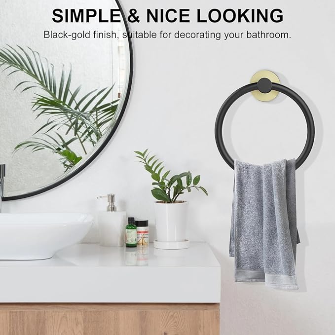 SetSail Towel Holder for Bathroom Wall 4 Packs Towel Ring Stainless Steel Heavy - Image 6