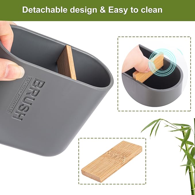 Toothbrush Holders Bamboo Electric Toothbrush Holder Bathroom Storage Organizer - Image 3