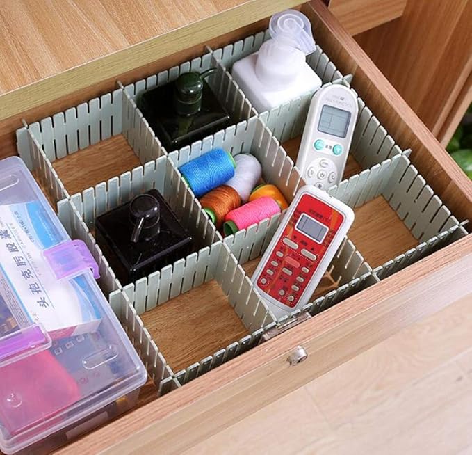 Onerbuy 8pcs Adjustable Grid Drawer Dividers DIY Plastic Closet Separator Tidy - Image 5