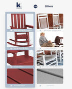 KINGYES Oversized Outdoor Rocking Chair Set of 2, All-Weather Patio Rocking Chairs for Porch, HDPE Outdoor Patio Rockers with High Back & Wide Seat for Garden, Lawn, Red - Image 8