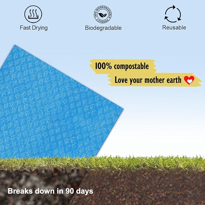 Swedish Dishcloths, Reusable Soft Kitchen Towels, Absorbent Sponge Cleaning - Image 6