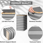BALEINE Laundry Hamper with Lid, Tall Laundry Baskets with Bamboo Pull Handles - Image 3