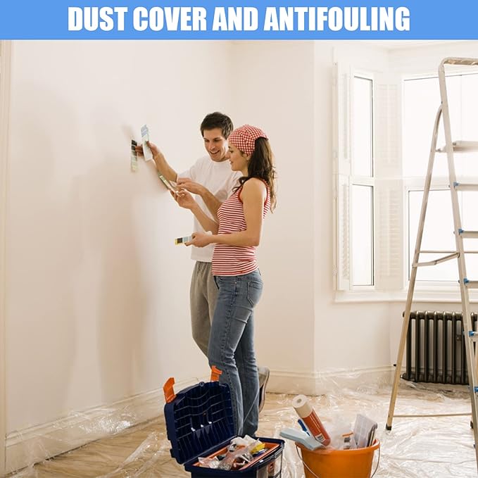 5 Pieces Plastic Drop Sheets for Painting, Waterproof and Dust-Proof Clear - Image 2