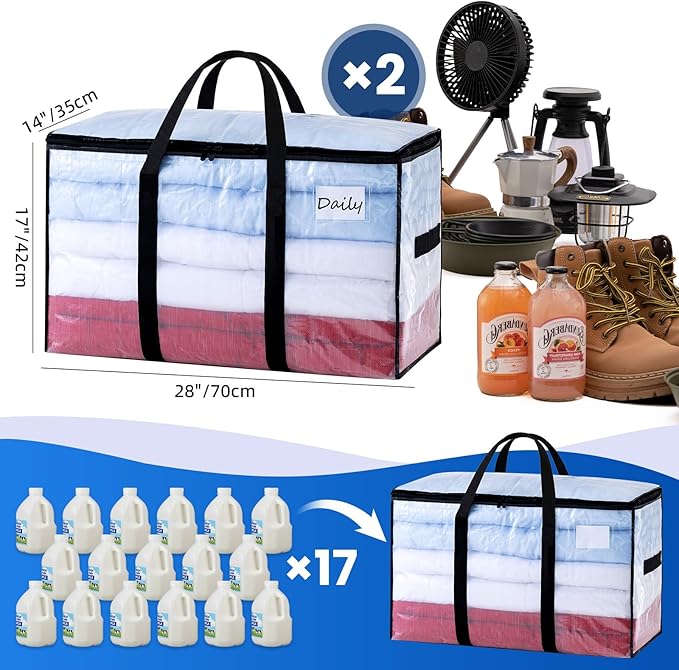 TAILI Extra Large Moving Bags, 2 Pack Clear Heavy Duty Totes - Image 6