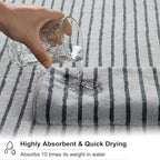 Oliven 8 Pcs Gray Cabana Stripe Bath Towel Set Oversize Bath Sheet-2 Bathroom - Image 5