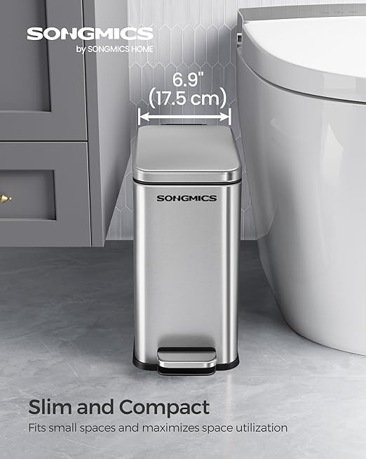 SONGMICS Bathroom Trash Can, 2.6 Gallon Small Trash Bin - Image 2