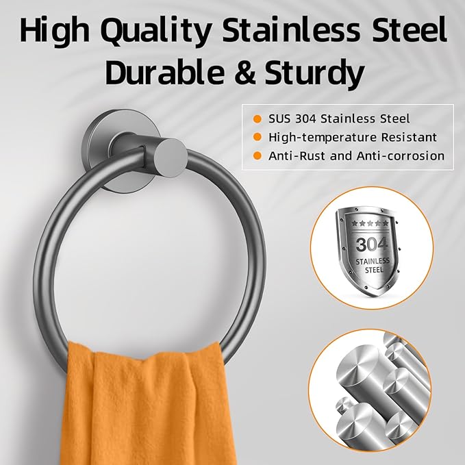 Towel Ring 2Pack, SUS304 Stainless Steel Hand Towel Holder - Image 2