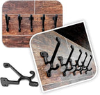 Ambipolar 5 Pack Decorative Cast Iron Heavy Duty Double Hooks, Wall Mounted - Image 4