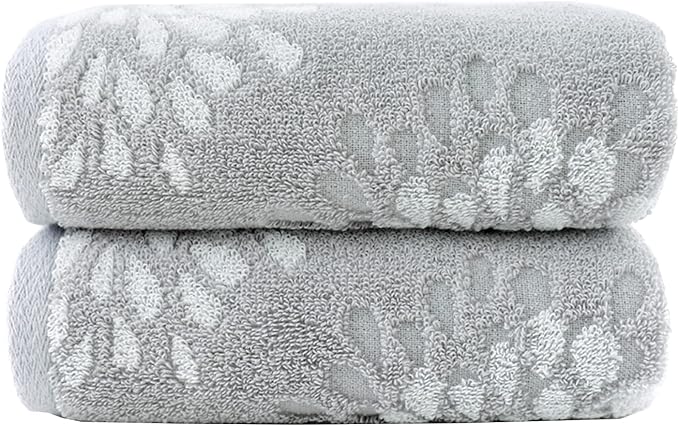 Pidada Hand Towels Set of 2 Hydrangea Floral Pattern 100% Cotton Absorbent Soft by Pidada