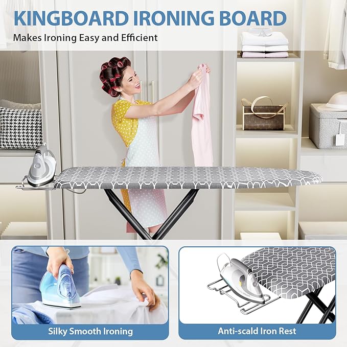 KINGBOARD Foldable Ironing Board Full Size, Iron and Ironing Board Set Standard - Image 5