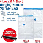 Hanging Vacuum Storage Bags for Clothes & Coats – 8 Pack Vacuum Seal Garment - Image 3