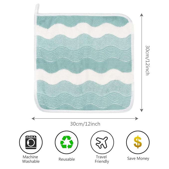 SINLAND Absorbent Coral Velvet Washcloth Ultra Soft Microfiber Face Towels 12 x - Image 2