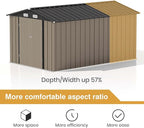 Patiowell 12 x 8 FT Outdoor Storage Shed, Steel Shed Storage House with Design of Lockable Doors, Utility and Tool Storage for Garden, Patio, Backyard, Outside use, Brown - Image 7