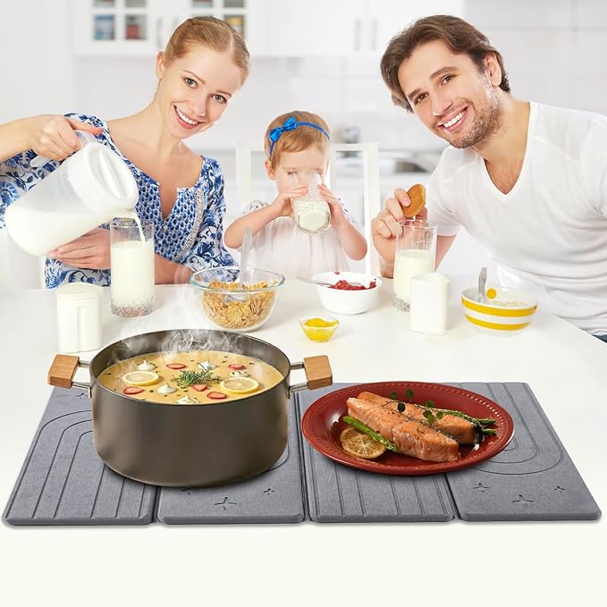 Large Stone Dish Drying Mat for Kitchen Counter, Foldable Diatomaceous Earth - Image 6