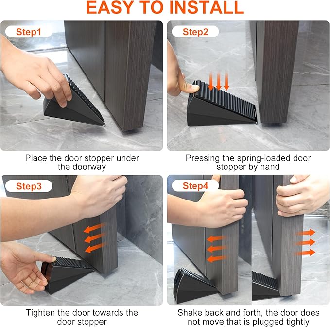 2 Pack Black Adjustable Large Door Stoppers, Heavy Duty Door Stoppers - Image 5
