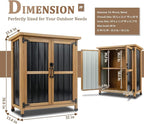 PetsCosset Weatherproof Outdoor Storage Cabinet with Lockable Doors, Wood & Metal Garden Storage Shed Patio Storage Box for Tools & Lawn Equipment, Pool Accessories - Image 3