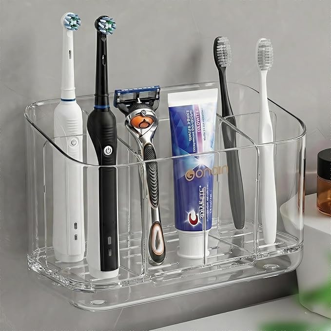Toothbrush Holder for Bathroom Wall Mounted, 5 Slots Acrylic Toothbrush and by Unknown