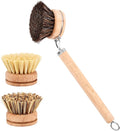 Bamboo Dish Brush Set, 1 Wooden Handle by Unknown
