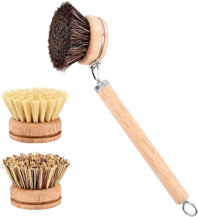 Bamboo Dish Brush Set, 1 Wooden Handle by Unknown