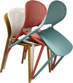 2xhome Set of 3 Patio Dining Chairs | Modern Stackable Outdoor Pool Side Chair | Weather Resistant Plastic for Yard, Porch, Balcony, Kitchen, Orange - Image 6