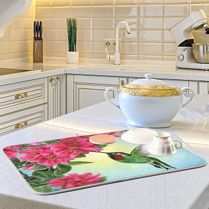 Ultra Absorbent Microfiber Dish Drying Mat, Hummingbird - Image 6
