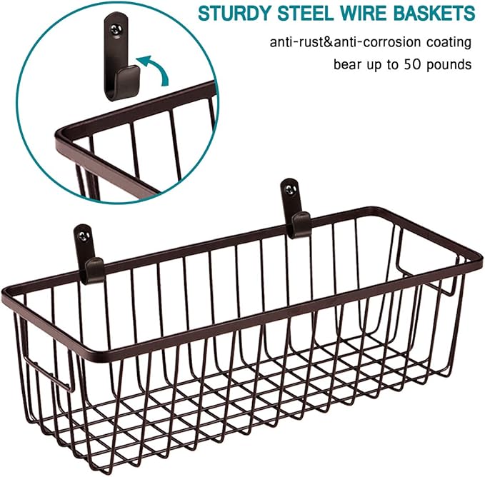 SheeChung Farmhouse Decor Metal Wire Bathroom Storage Organizer Basket Bins - Image 3