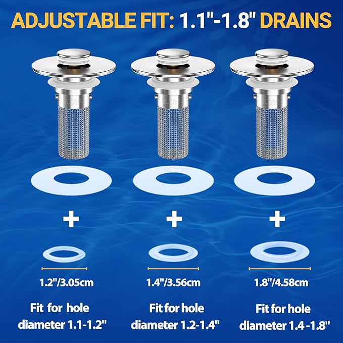 2PCS Bathroom Sink Stopper Strainer, Pop-Up Bathroom Sink Drain Strainer - Image 7