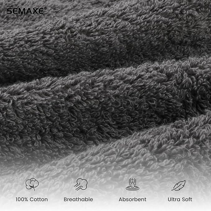 SEMAXE Gray Hand Towels for Bathroom, Quick-Drying, Easy Care - Image 3