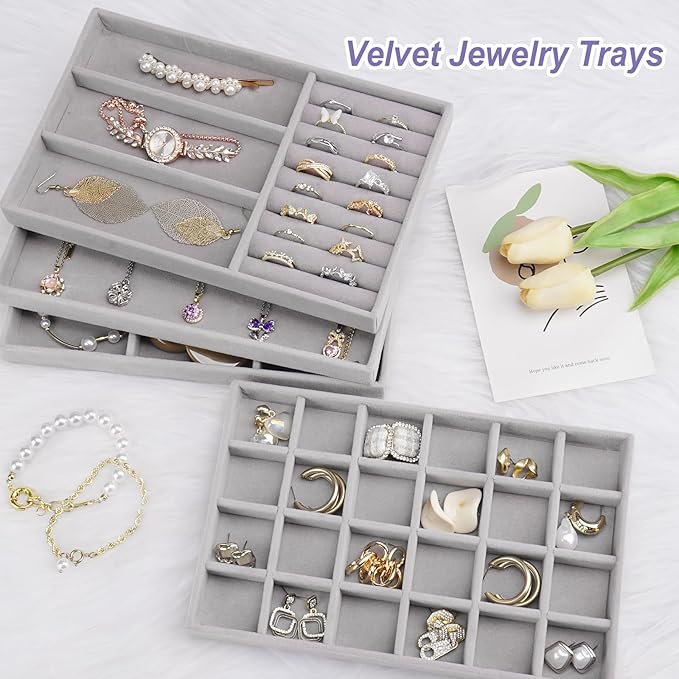Cirhy 4 Stackable Jewelry Trays Organizer Set - Image 3