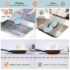 Ohuhu Over Sink Dish Drying Rack, Silicone Wrapped 17.6" W x 15.4" L Large Over - Image 5
