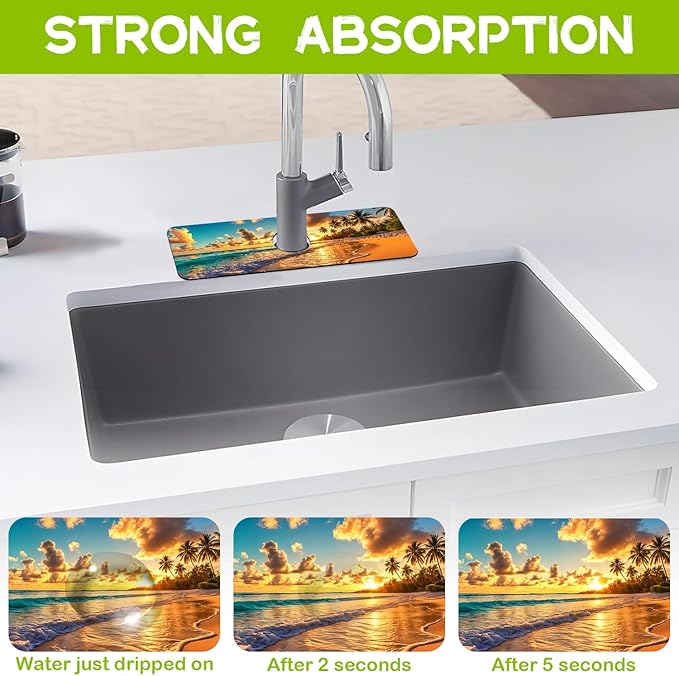 Kitchen Sink Splash Guard Faucet Mat Super Absorbent Fast Drying Mat Guard - Image 3