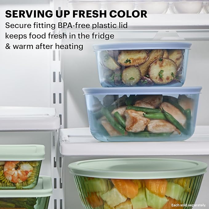 Pyrex Colors Tinted Small/Medium Round Food Storage Container Set, Snug Fit - Image 4