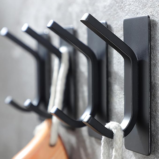 Taozun 4-Pack Black Stainless Steel Adhesive Hooks - Image 7