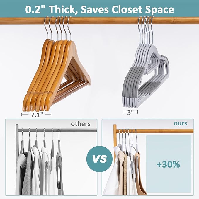 50-Pack Plastic Clothes Hangers, Space Saver, Non Slip, 360° Swivel Hook - Image 7
