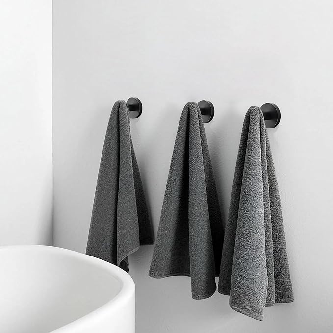 TUNNY 5 Pack Round Towel Hooks-Oil-Rubbed Bronze Modern Coat Hooks Shower Towel - Image 6