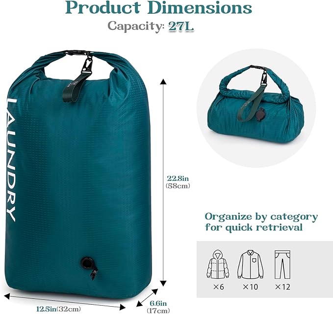 Travel Laundry Bag, Vacuum Compression Dirty Clothes Travel Bag, Waterproof - Image 2