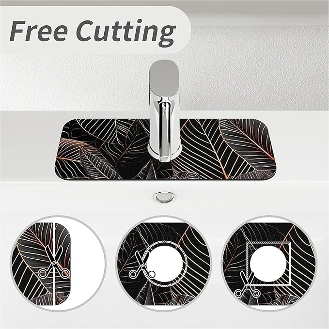 Kitchen Sink Splash Guard，Black cat hiding in jungle Faucet Mat Sink - Image 5