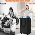 Laundry Basket with Wheels, Collapsible Laundry Baskets, Laundry Hamper with - Image 4