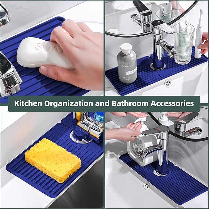 Faucet Mat for Kitchen Sink, Silicone Faucet Handle Drip Catcher Tray, Drying - Image 4