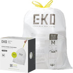 EKO 10.6 Gallon / 35–40 Liter Drawstring Trash Bags, Extra-Strong Leak-Resistant by EKO