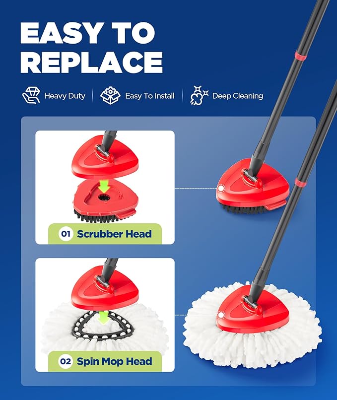 4-in-1 Mop Heads Replacements for O Cedar EasyWring 1 Tank System, Includes 1 - Image 3