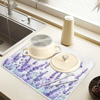 Purple Lavender Spring Summer Flower Floral Dish Drying Mat - Image 5
