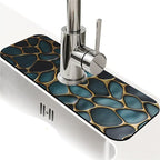 Kitchen Sink Splash Guard，Blue and gold stones Faucet Mat Sink Gadgets-Super by ZHUZHISHAN
