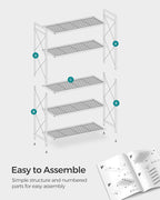 SONGMICS 5-Tier Metal Storage Rack, Shelving Unit with X Side Frames, Dense Mesh, 12.6 x 31.5 x 57.3 Inches, for Entryway, Kitchen, Living Room, Bathroom, Industrial Style, Ink Black UBSC185B01 - Image 9